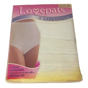 Vintage LovePats Stretch Nylon Brief Panties 3 Pair Sz 11-14 New Off-White READ